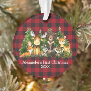 Bébé Première Forêt de Noël Animaux Rouge Pla