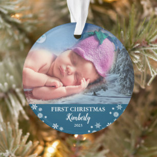 Bébé première photo de Noël flocons de neige