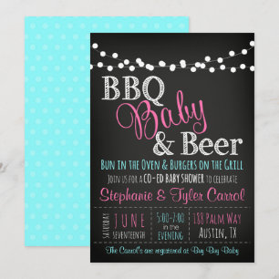 Bébé-Q Baby shower BBQ bébé et bière Invitation