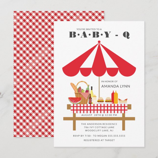 Bébé Q Baby shower neutre Invitation (Devant / Derrière)