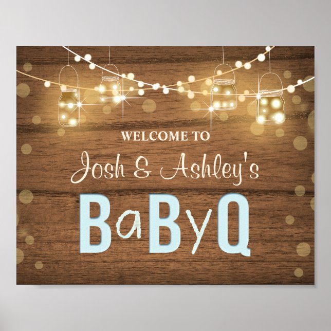 Bébé Q Coed BBQ Baby shower Affiche de bienvenue R (Devant)