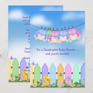 Bébé Quadruplet Douche Invitation