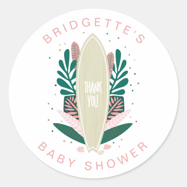 Bébé rose à bord Sticker rond Merci classique (Devant)