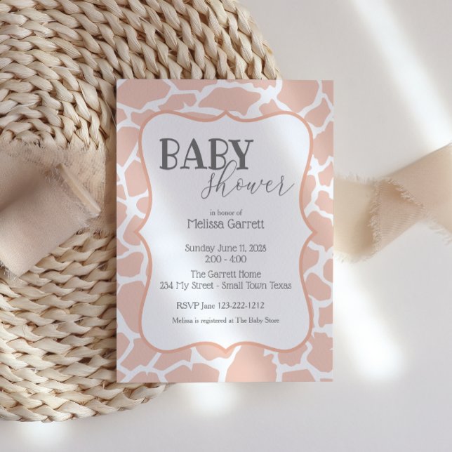 Bébé rose fille Giraffe Baby shower Invitation (Créateur téléchargé)