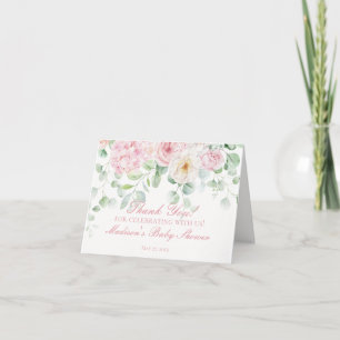 Bébé rose floral dans Carte de remerciements douch