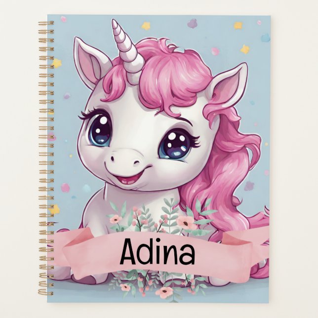 Bébé rose magique Unicorn Stars Nom personnalisé (Devant)