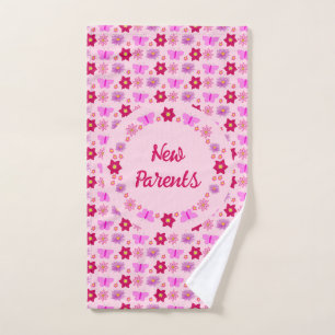 Bébé rose Papillons et fleurs personnalisés