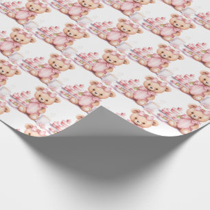 Bébé rose Teddy Bear Papier cadeau