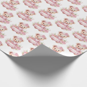 Bébé rose Teddy Bear Papier cadeau