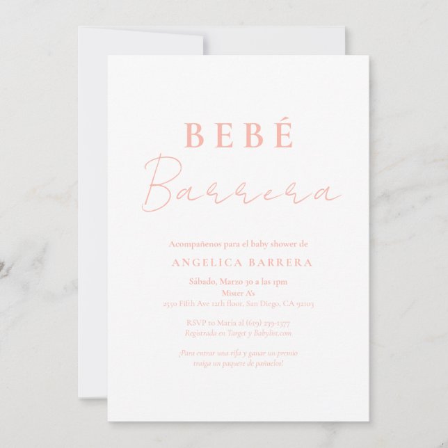 Bebe Rosita Invitación Baby Shower Invitation (Front)