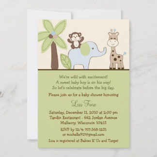 Bébé Safari Jungle Invitation à la douche pour béb