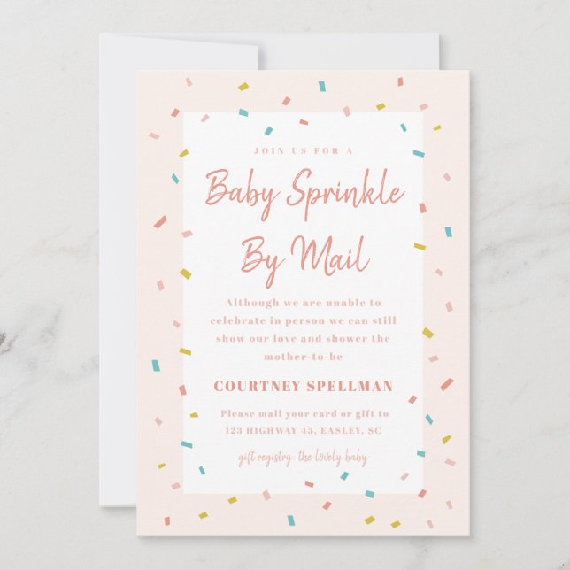Bébé saupoudré par invitation par courrier (Devant)