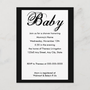 Bébé Script Baby shower Invitation Blanc