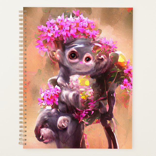 Bébé singe avec fleurs   (Devant)