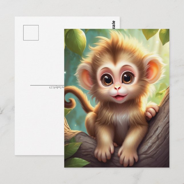 Bébé singe dans la jungle, Carte postale (Devant / Derrière)
