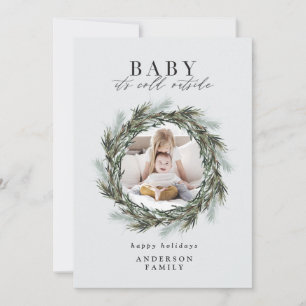Bébé son froid en dehors de la photo de Noël Carte
