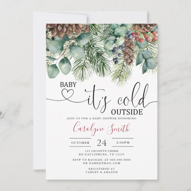 Bébé son froid en dehors du Baby shower Invitation (Devant)