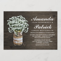Bébé souffle Burlap Mason Jar Mariage Invitations