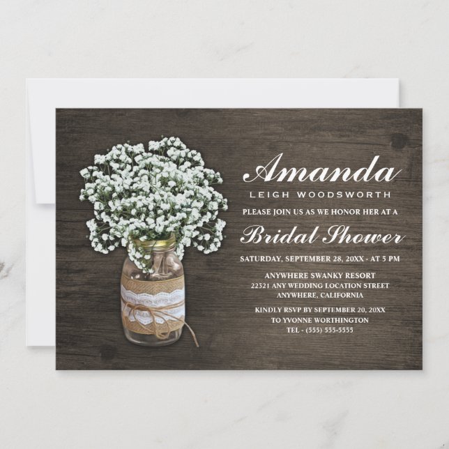Bébé souffle Burlap nuptiale douche Invitations (Devant)