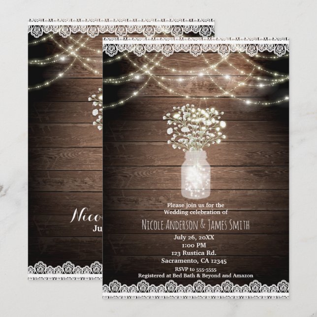 Bébé souffle et éclaire des invitations de mariage (Devant / Derrière)
