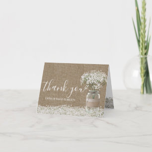 Bébé souffle floral jarre Rustique Merci Burlap