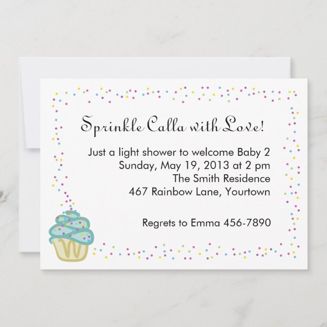 Bébé Sprinkle Shower Invitation avec Blue Cupcake (Devant)