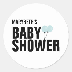 Bébé Sticker Baby shower Bleu Simple