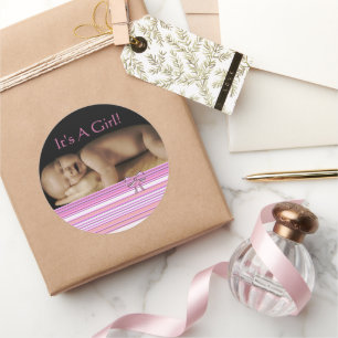 Bébé Stickers Fille avec votre photo bébé