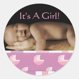 Bébé Stickers Fille avec votre photo bébé