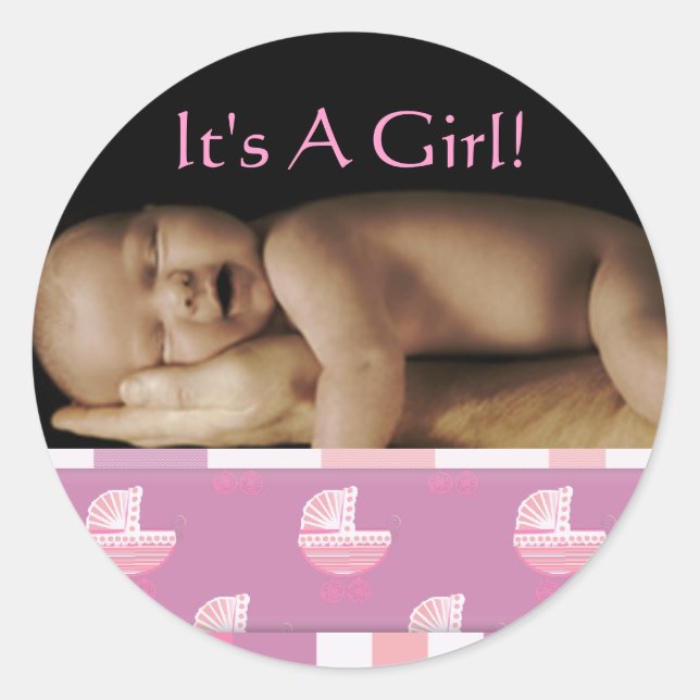 Bébé Stickers Fille avec votre photo bébé (Devant)