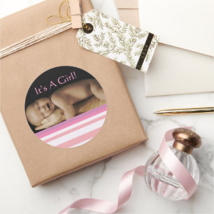 Bébé Stickers Fille avec votre photo bébé