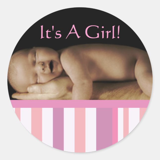 Bébé Stickers Fille avec votre photo bébé (Devant)
