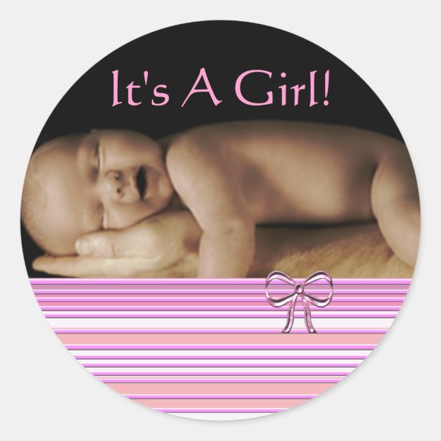 Bébé Stickers Fille avec votre photo bébé (Devant)