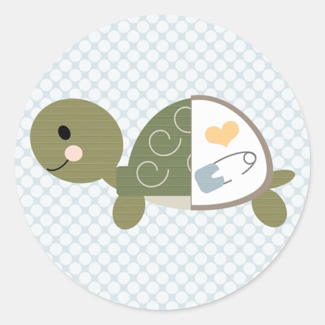 Bébé Stickers Tortue Étiquette Bleue Bleue Pin (Devant)