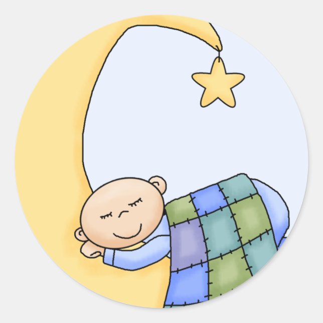 Bébé sur la lune Stickers (Devant)