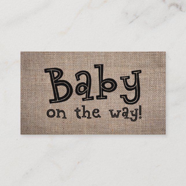 Bébé sur le chemin ! Rustic Burlap Carte de Regist (Devant)
