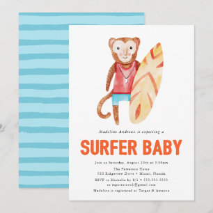 Bébé Surfeur Invitation à une Baby Shower