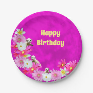 Bébé Suricate Et Fleurs, Assiettes En Papier Anniv