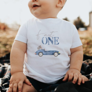Bébé T-shirt de naissance Navy Bleu 'Fast One' pour voi