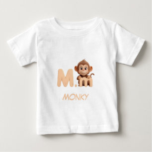 Bébé T-shirt éducatif pour enfants singe lettre M Upp