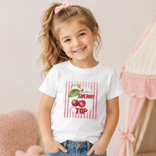 Bébé T-shirt pour Baby Shower Rose avec Rayures et Ceri