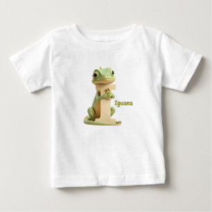 Bébé T-shirt pour enfants lettre I Iguane mignon Alph