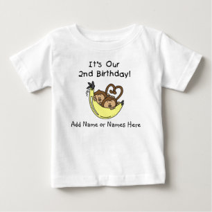 Bébé T-shirt pour garçons jumeaux singes customisés