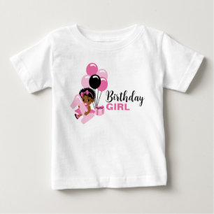 Bébé T-shirt pour le 1er anniversaire de Black Girl ave