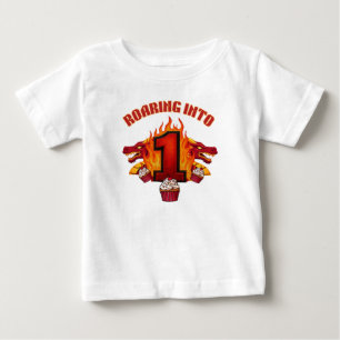 Bébé T-shirt pour le 1er anniversaire de dragon rugissa
