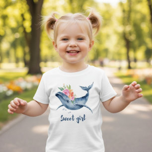 Bébé T-Shirt pour tout-petite fille baleine aquarelle f