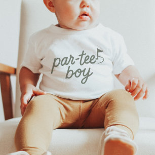 Bébé T-Shirt Vert Sauge 'Par-tee Boy Golf' pour le 1er