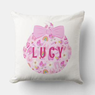 Bébé Tête Bébé Fille Motif rose Jeu Oreiller
