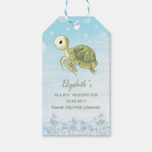 Bébé Tortue sous la mer Douche Favor étiquette cad