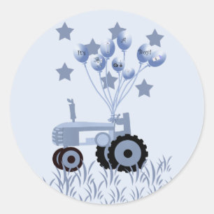 Bébé Tracteur bleu avec Stickers Ballons